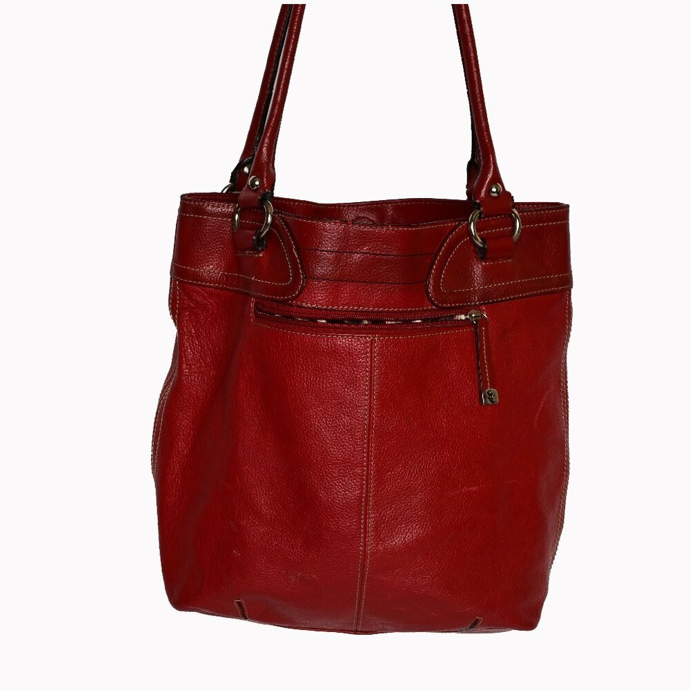 RED LEATHER SOPHIA CAPERELLI  Vibrant Shoulder Bag -Large Excellent! Italy - Picture 6 of 7
